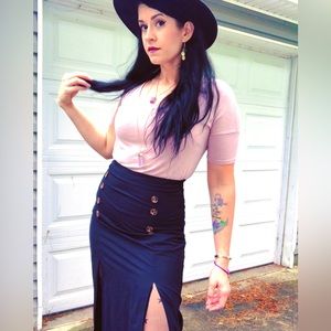 Nasty Gal Double Slit Midi Skirt Sz 6